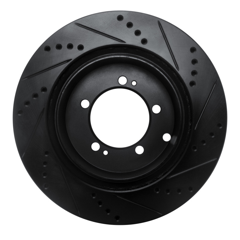 Mitsubishi Lancer Brake Rotor (1) - Rear Left - R1 Concepts - Drilled & Slotted - Black - `03-`06